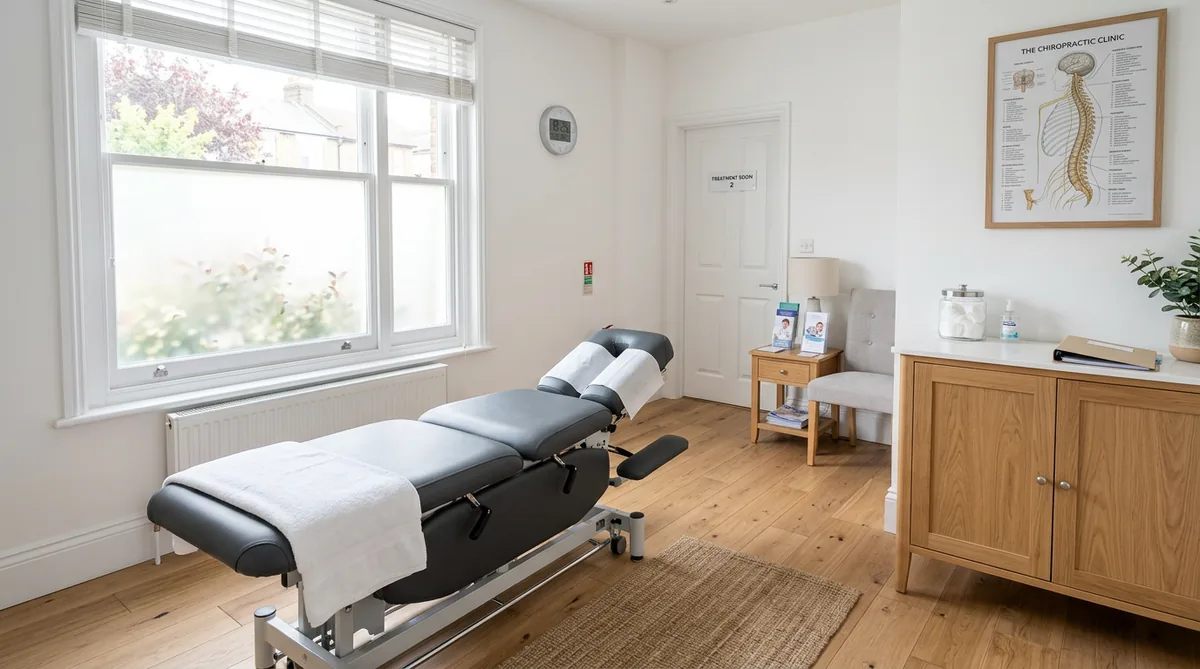 A modern chiropractic clinic treatment room