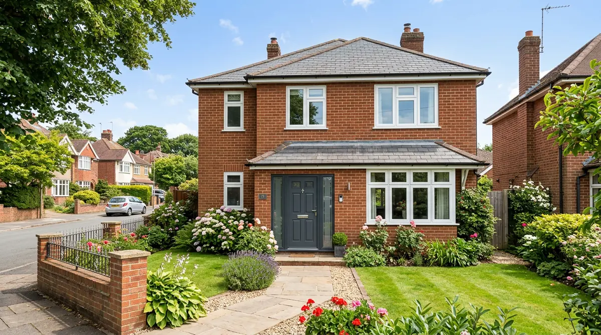 A house with brand new uPVC windows and a composite door